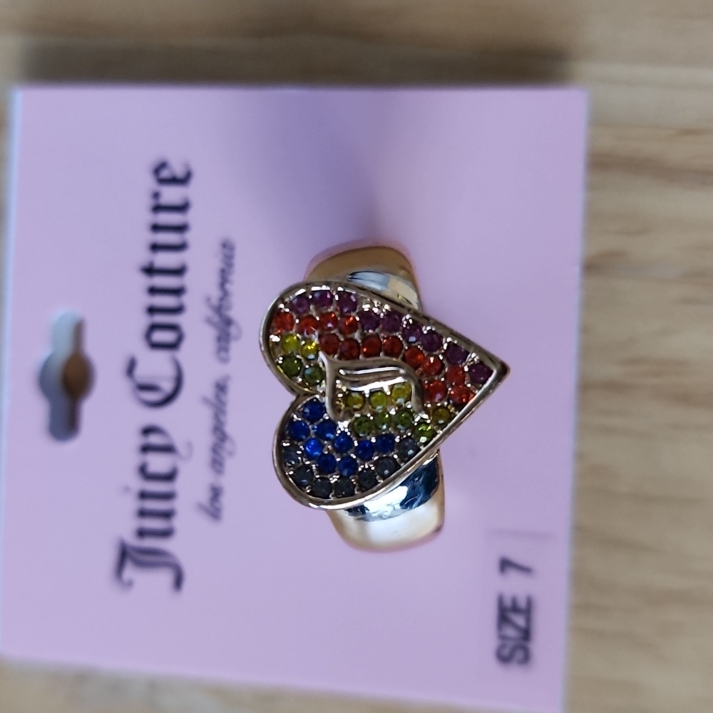 Gold Juicy Couture Rainbow Heart Ring